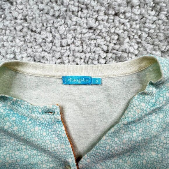 J McLaughlin Cardigan Sweater Blue White Pebble Print - Picture 3 of 6